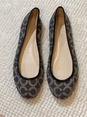 COACH Gray Signature Logo Ballet Flats